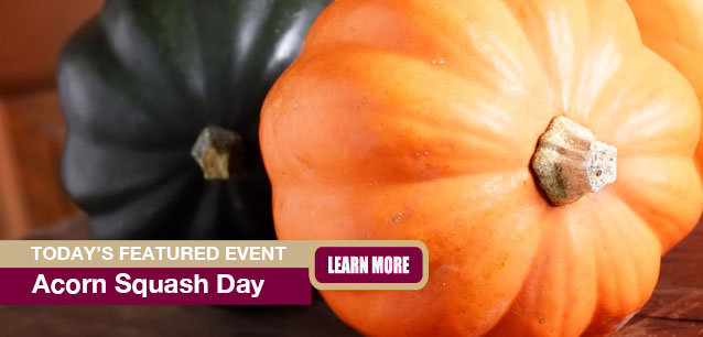 No Image found . This Image is about the event Acorn Squash Day: September 7. Click on the event name to see the event detail.