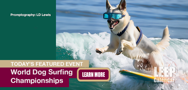 No Image found . This Image is about the event Dog Surfing Championships, World: August 2 (est). Click on the event name to see the event detail.
